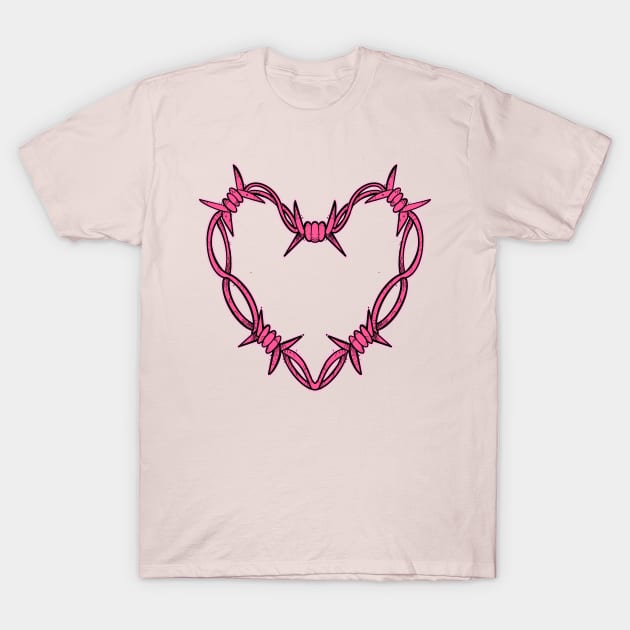 Pink barbed wire heart T-Shirt by weilertsen